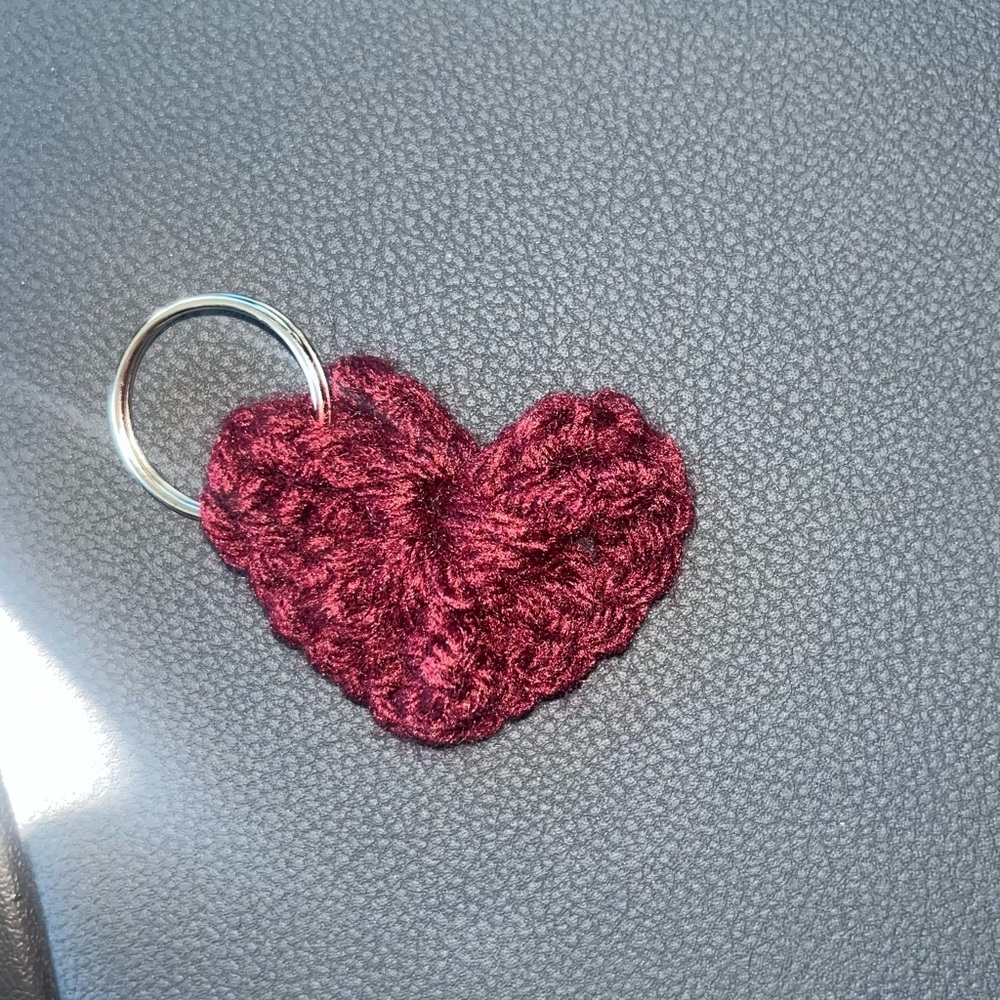 Handcrafted Burgundy Heart Keychain